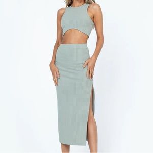 Ribbed Green Matching Set - Princess Polly Size 4